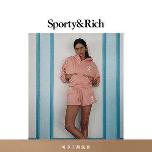 80s 套装 Gym系列男女同款 连帽卫衣短裤 康乃馨粉短款 Sporty&Rich