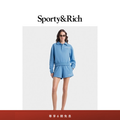 [明星同款]Sporty&Rich Riviera系列女士运动风长袖Polo卫衣短裤