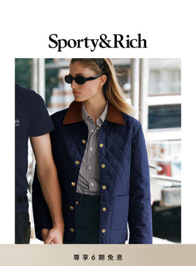 [秋冬新品]Sporty&Rich Central Park系列女士休闲菱形格棉服外套