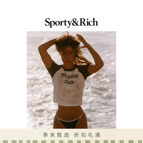 [七折礼遇]Sporty&Rich 女士夏季撞色复古美式修身短款T恤短袖