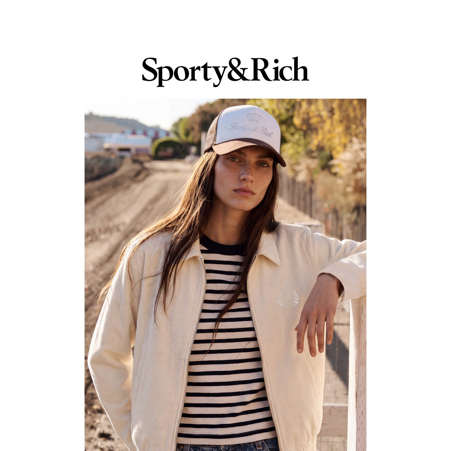 [早秋新品]Sporty&Rich 女士美式复古时尚百搭徽标学院风夹克