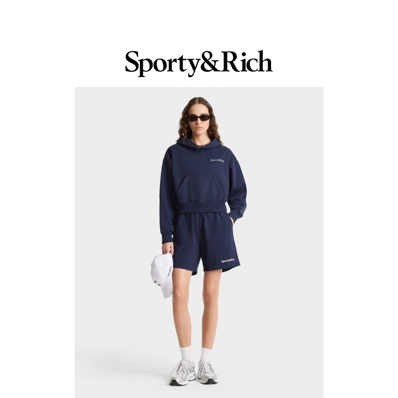 [新品]Sporty&Rich Tennis系列女士卫衣短裤Health is Wealth套装