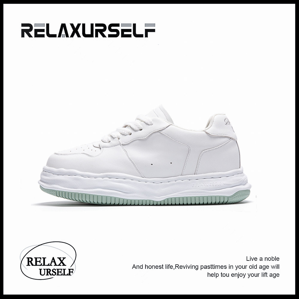 RELAXURSELF经典款百搭小白鞋男士时尚运动休闲鞋低帮潮流溶解鞋