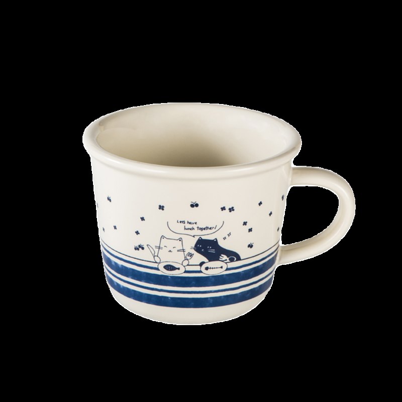 猫咪聚会马克杯 厚实r款陶瓷杯300毫升咖啡杯平底水杯 软萌