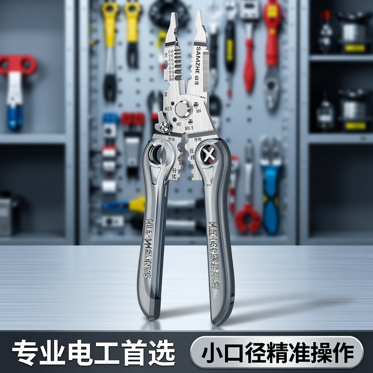 山泽剥线钳电工专用剪线钳新款高端扒皮拨线钳子小口径剪线多功能