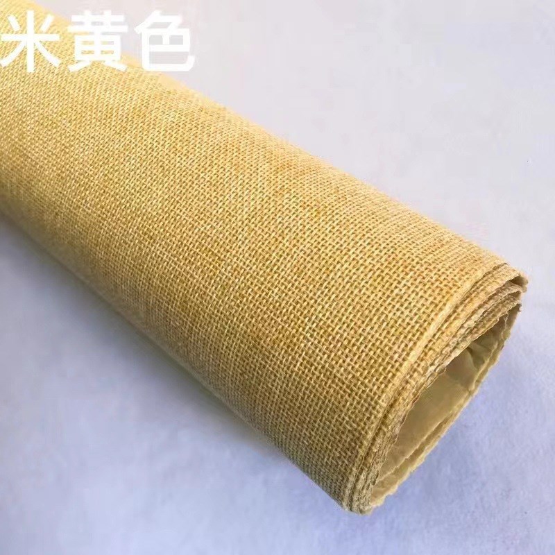 素色自粘亚麻布珠宝柜台背景展布墙布复古装帧布背胶布手工麻布料