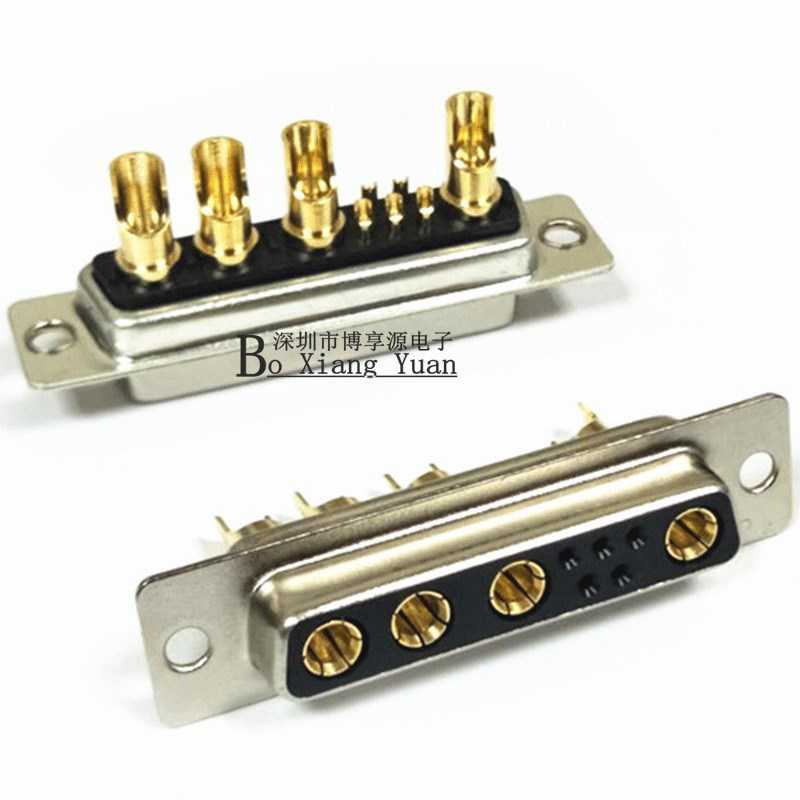 大电流D-SUB连接器 9W4 母头 5+4 焊线式 DB型 9W4混装大电流插头