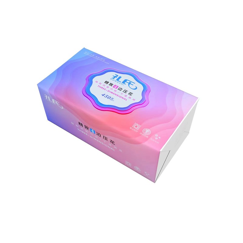 孔氏七彩抽纸 450张/包 四边压花面巾纸抽纸纸巾145*180尺寸