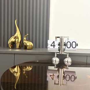 复古简约家居客厅座钟小天平机械翻页时钟 自动翻页钟跨境欧式