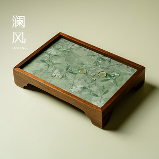 新中式胡桃木干泡台茶盘禅意茶席茶巾垫子实木干泡盘壶承茶桌