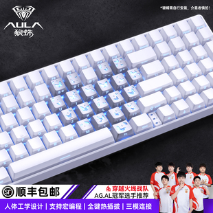 狼蛛S100无线三模机械键盘青轴茶红轴等高线侧刻渐变电竞游戏电脑