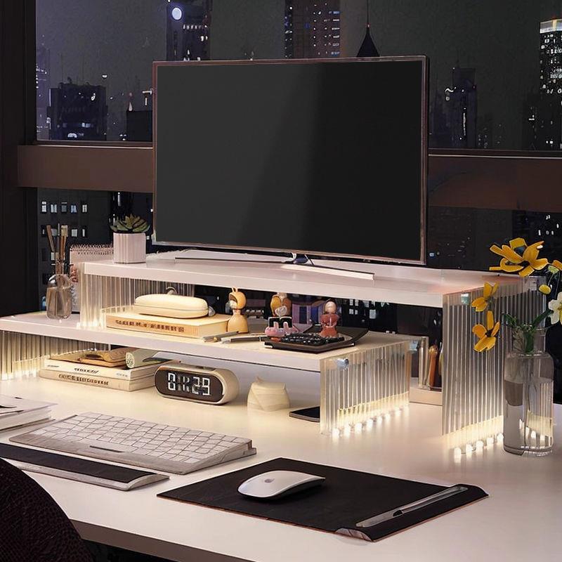 电脑增高架亚克力显示器双层支架办公室桌面收纳架笔记本置物架子