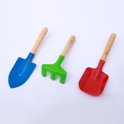 儿童沙滩玩具铁质沙滩小铲三件套 园艺 海边戏水玩沙挖沙工具