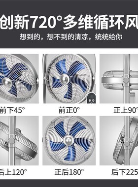 Mros摩斯2024新款全金属落地扇D双头循环扇双面电风扇家用旋转三