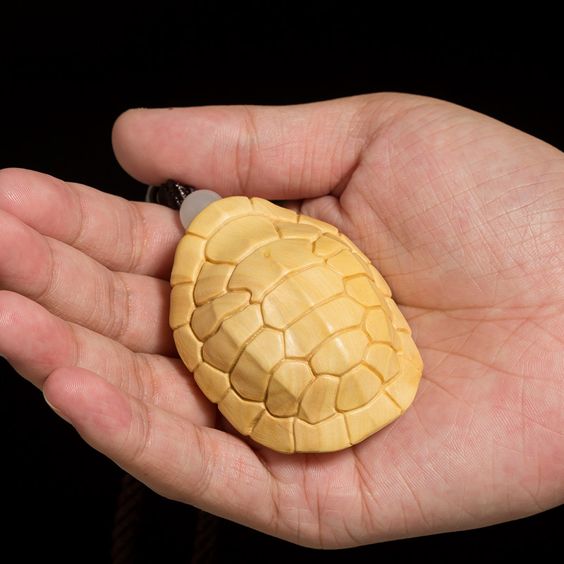 黄杨木雕文玩手把件工艺品男w士把玩随身招财挂件龟壳摆件富甲天
