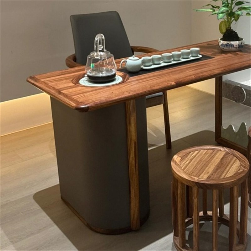 新中式轻奢茶台实木茶桌q椅组合2025新款高端家用小户型阳台泡茶