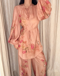 澳大利亚小众品牌早春气质套装女印花上衣长裤套装#3