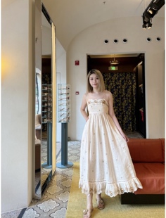 澳洲轻奢春夏薄款浅黄长款吊带连衣裙年会约会宴会晚礼服#1018#3