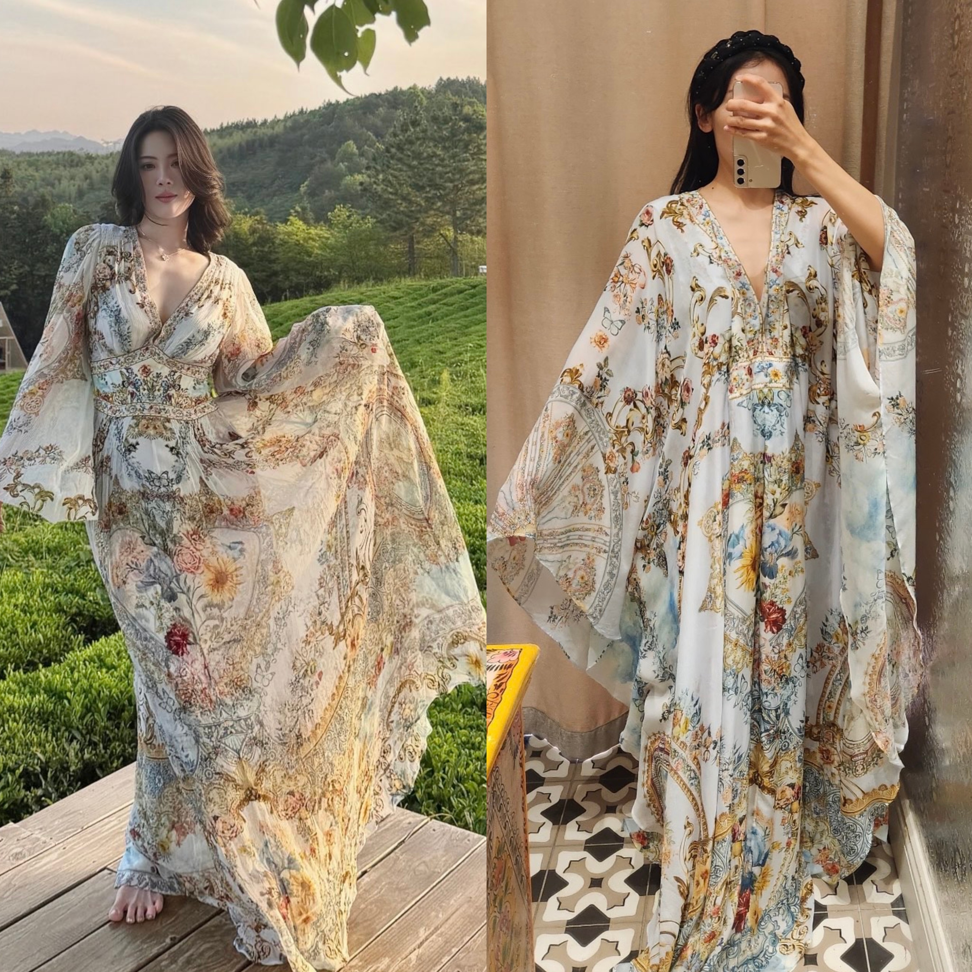 澳洲Camilla2026年早春卡米拉春秋不规则裙摆真丝飘逸仙女连衣裙
