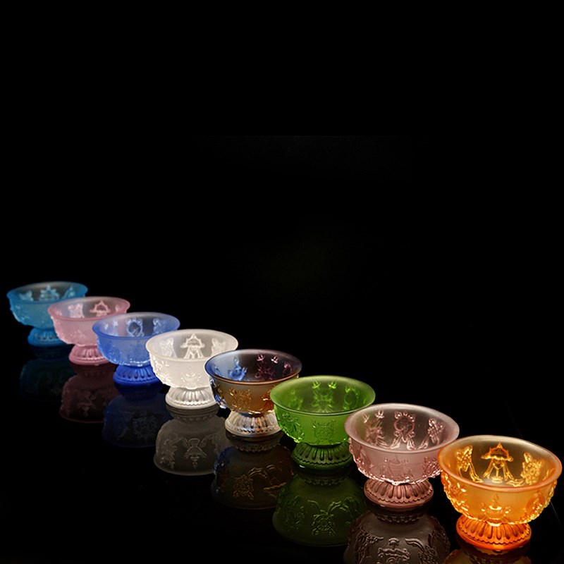 家用佛堂藏传密宗八供琉璃供杯八吉祥供水杯供灯圣水杯七供碗小号