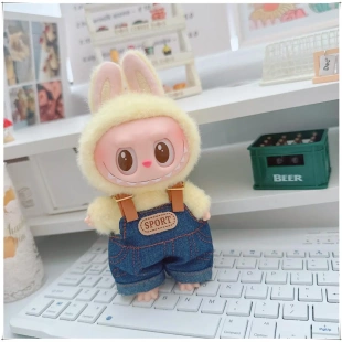 17m拉布布labubu娃衣dimoo搪胶娃衣lulu猪娃三岁t恤花朵背带裤