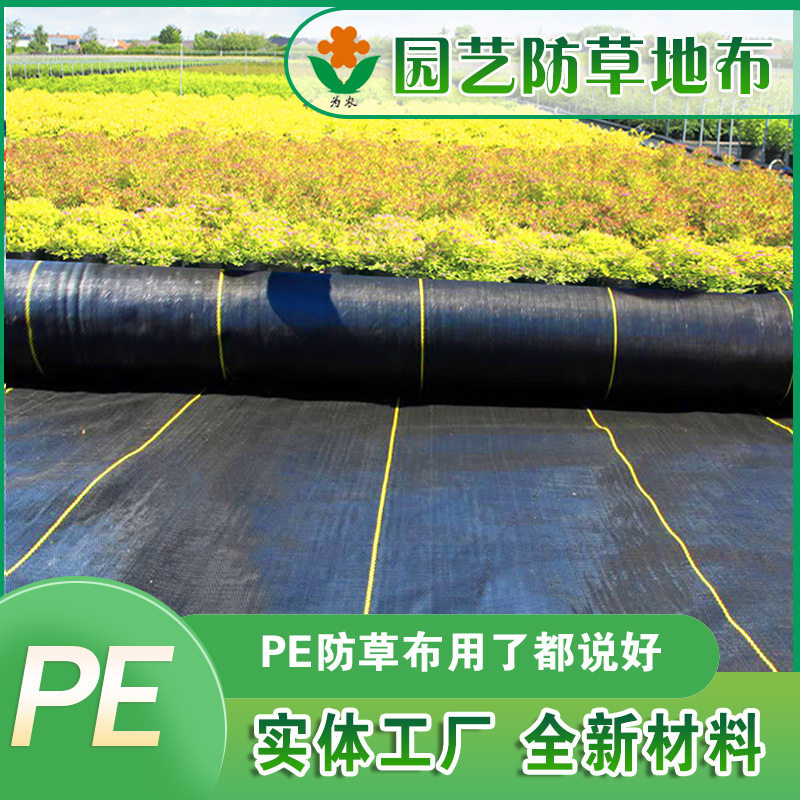 园艺地布透气防草布黑色除草垫布大棚PE地膜果园抑草地布园林工具