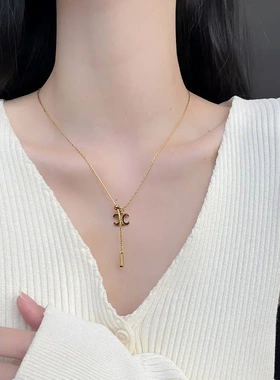抽拉可调节凯旋门项链女轻奢高级感小众设计钛钢不掉色锁骨链配饰
