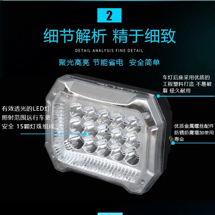 电动三轮车前大灯超亮led大灯三轮摩托车改装前大灯12v48v60v通用