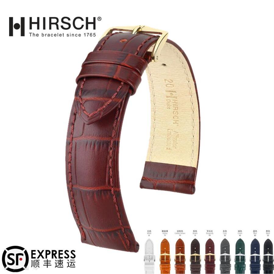 Hirsch海奕施平头哑光牛皮手表带