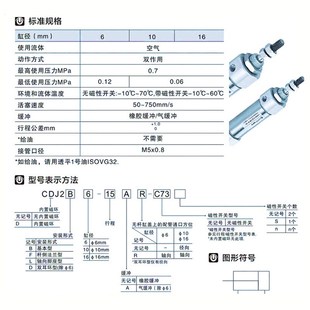 SMC 不锈钢迷你气缸CJ2B10 CDJ2B16