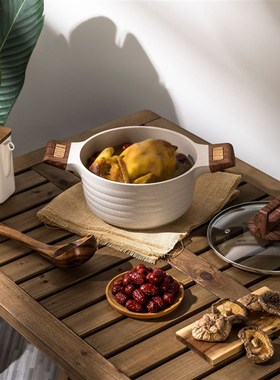 Die casting soup pot麦饭石韩式汤锅家用不粘锅通用双耳炖锅