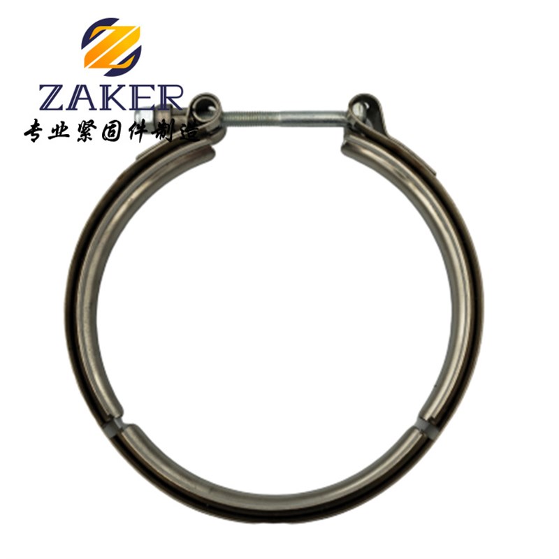 201989适用 康明斯K38发动机排气管V型卡箍双层 轮船工程机械