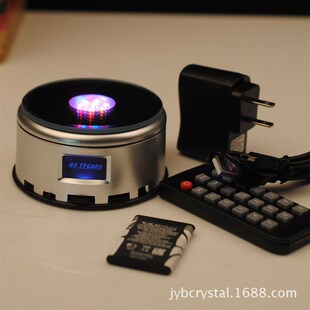 厂家直销发光发声带屏幕MP4遥控音乐盒水晶工艺礼品旋转灯座底座
