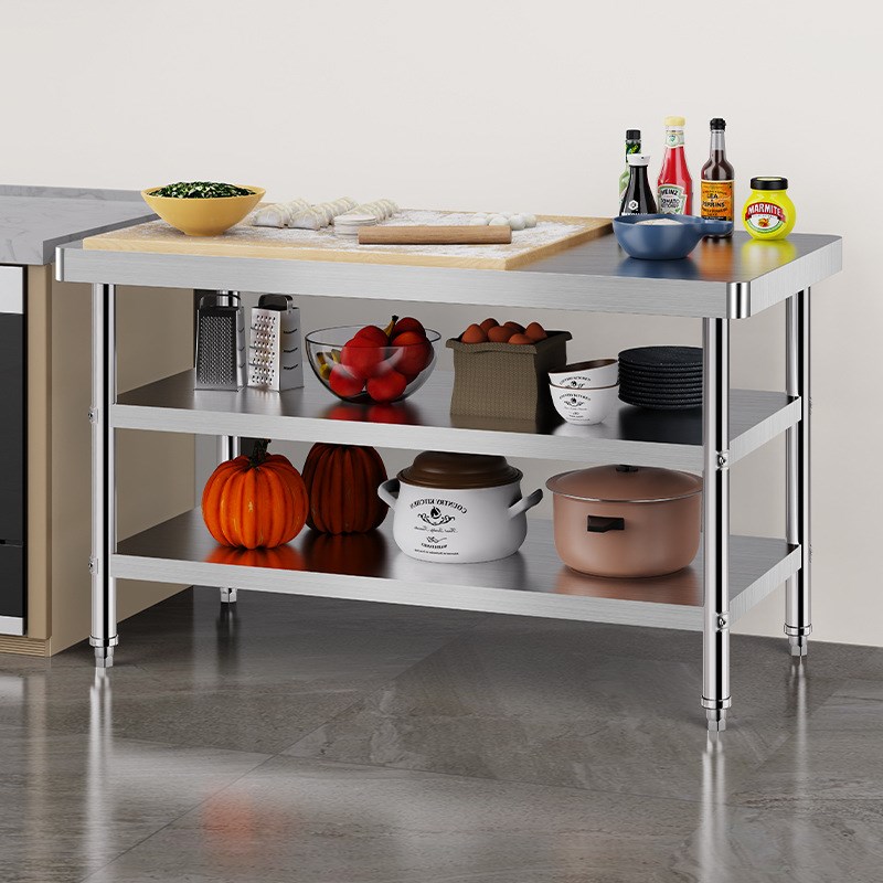 可订三层不锈钢工作台厨房操作台商用打荷台灶台架切菜案新品