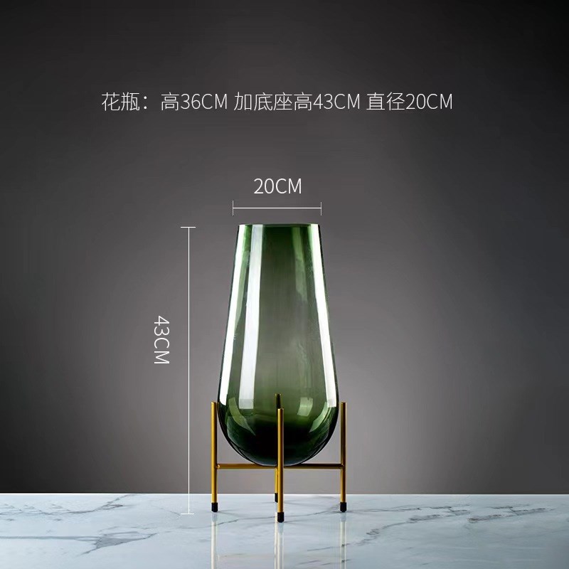 轻奢花瓶玻璃水果盘摆件现代简约家用客厅餐桌茶几高端软装装饰品