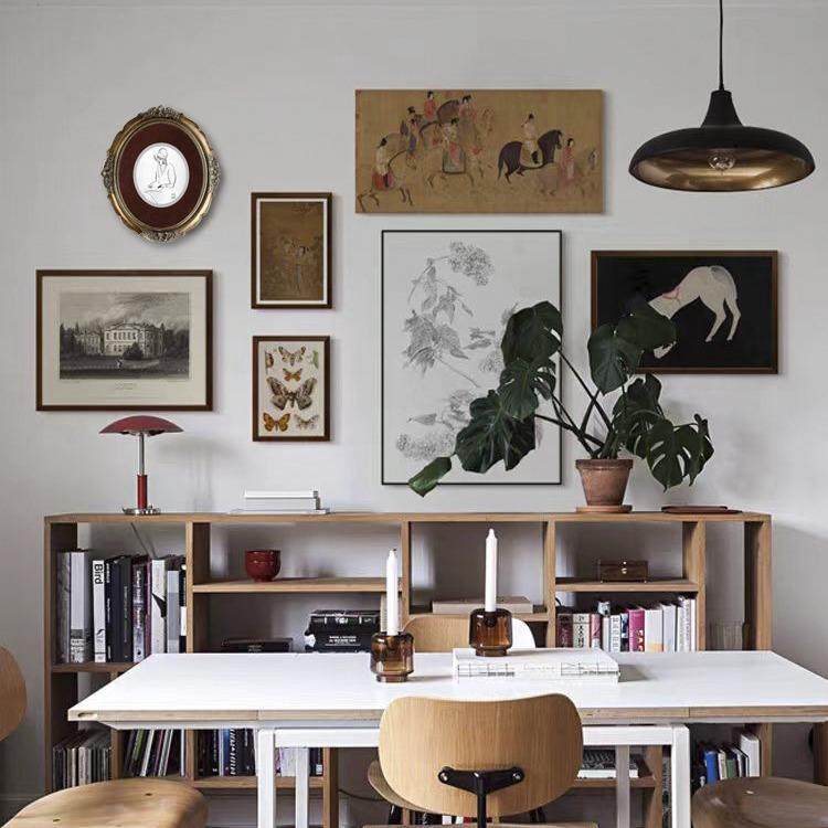 曲腿馬法式中国风小众艺术装饰画中式客厅书房日料店背景组合挂画,收纳整理,烫衣板及配件,淘宝优惠券,粉丝福利购,淘宝优惠卷