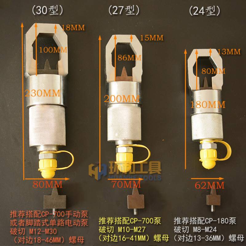 液压螺帽破开器破切器YPD24/27/30切开生锈螺帽取出螺丝拆卸工具