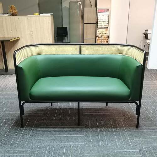 北欧轻奢酒店大堂会客接待藤编沙发简约售楼处商务谈判洽谈桌椅