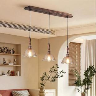 餐厅灯可移位可调节法式中古风复古吧台餐桌吊灯高级感美式灯具