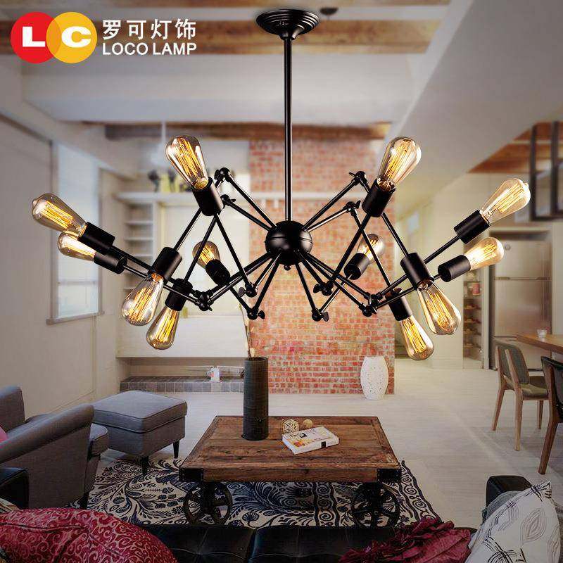 美式复古工业风餐厅客厅吊灯Chandelier创意个性服装店铁艺蜘蛛灯