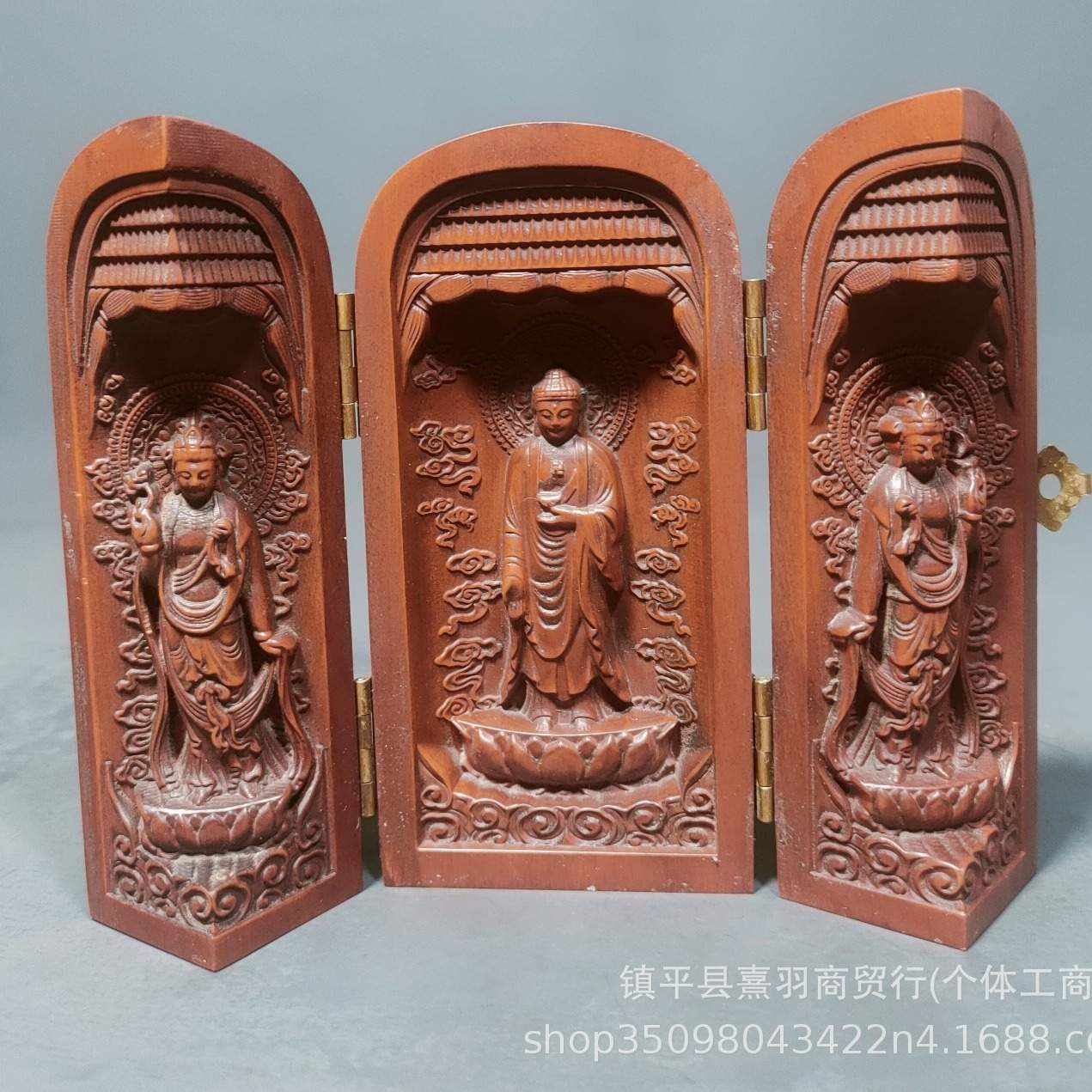 工艺品黄杨木雕刻大日如来三开福禄寿三开西方三圣三开盒木制