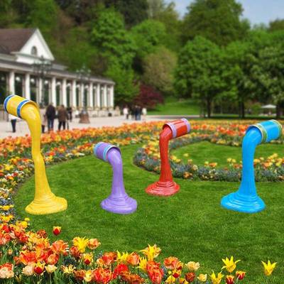 户外园林草坪创意油漆桶玻璃钢雕塑公园售楼部花海倾倒颜料桶摆件