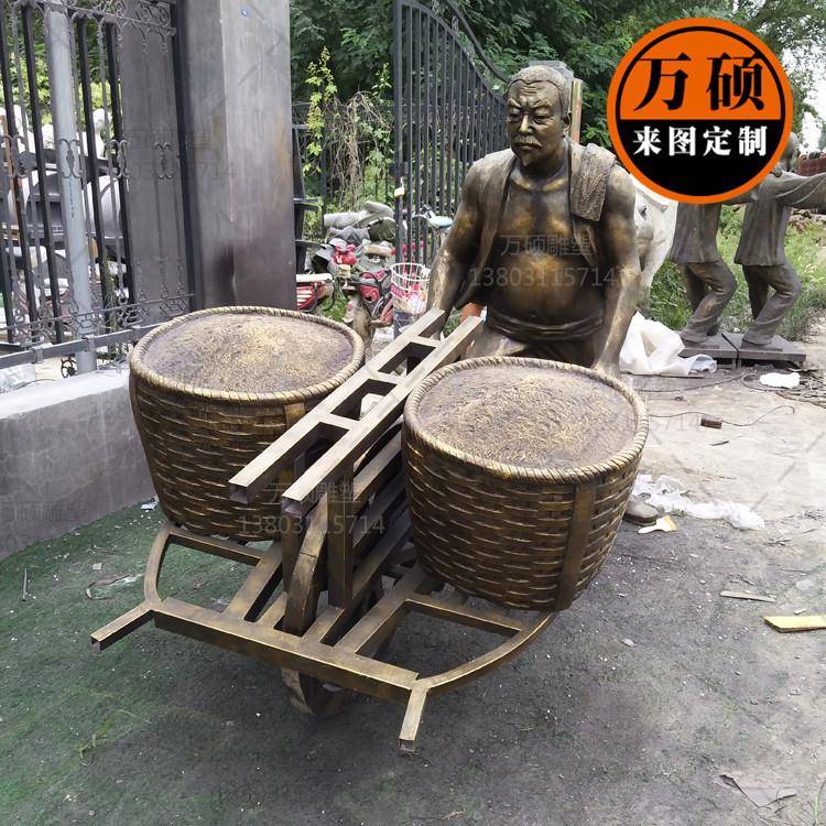 玻璃钢仿铜人物雕塑商业街广场推车卖货郎雕塑装饰小品摆件现货