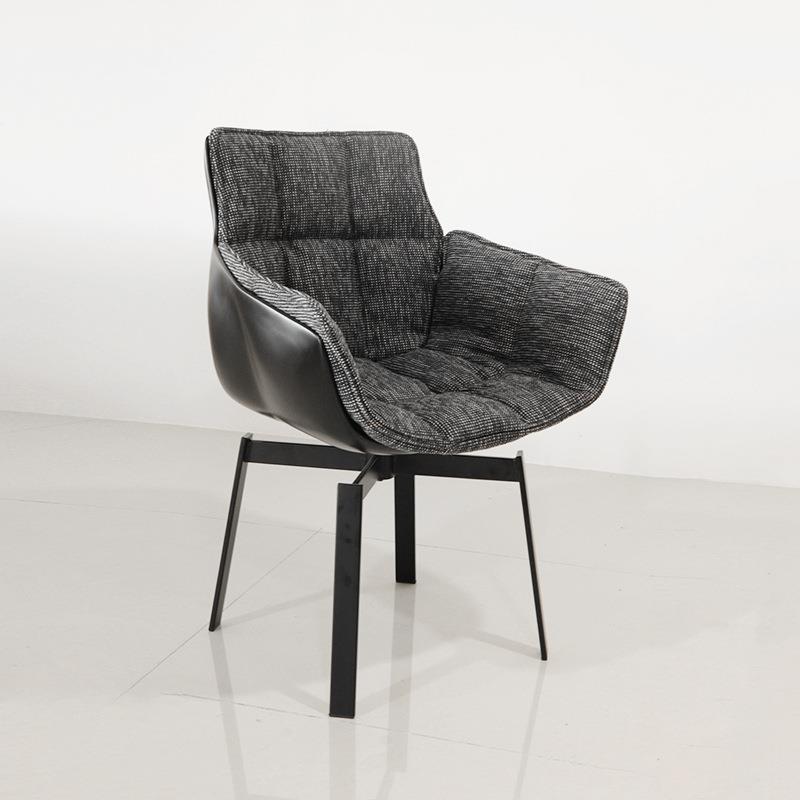 意式极简单人沙发椅设计师旋转休闲稻壳椅小户型客厅餐厅靠背餐椅