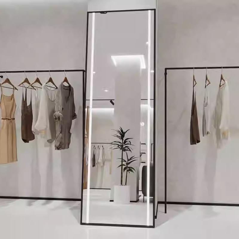 服装店试衣镜男女装店铺落地式镜子装修设计陈列极简镜子网红拍照