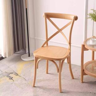 餐椅实木椅子靠背椅法式索耐特藤编椅阳台休闲凳子全实木胡桃色