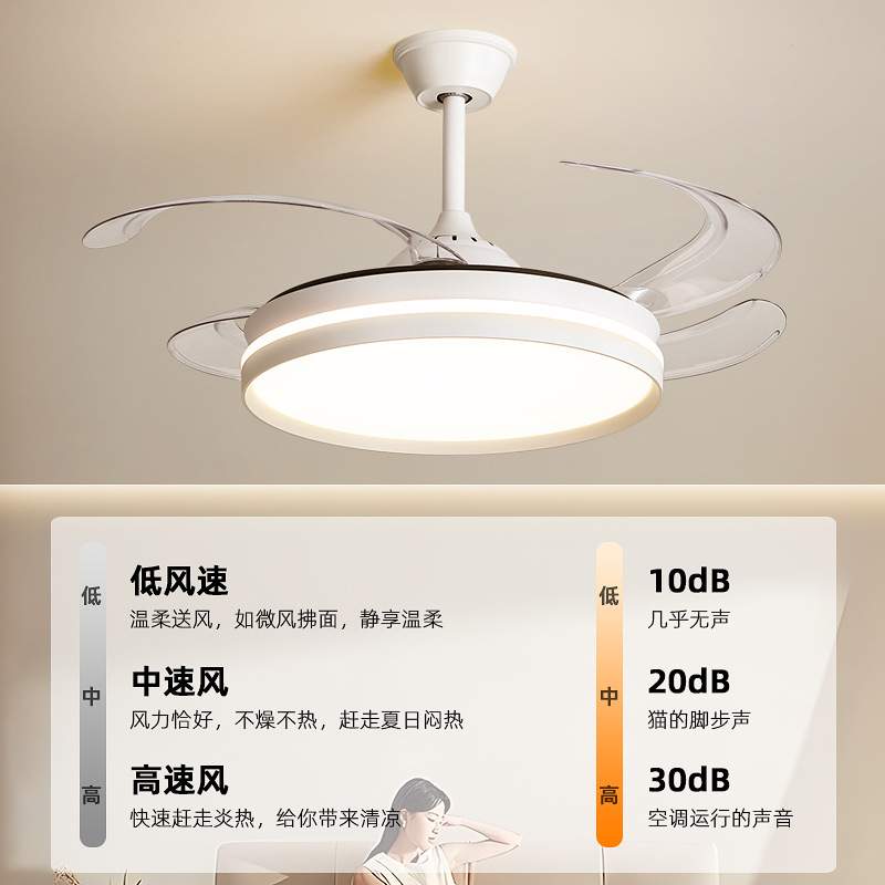 园欧特朗风扇灯客厅灯现代简约主灯全光谱led吸顶灯餐厅隐形吊扇