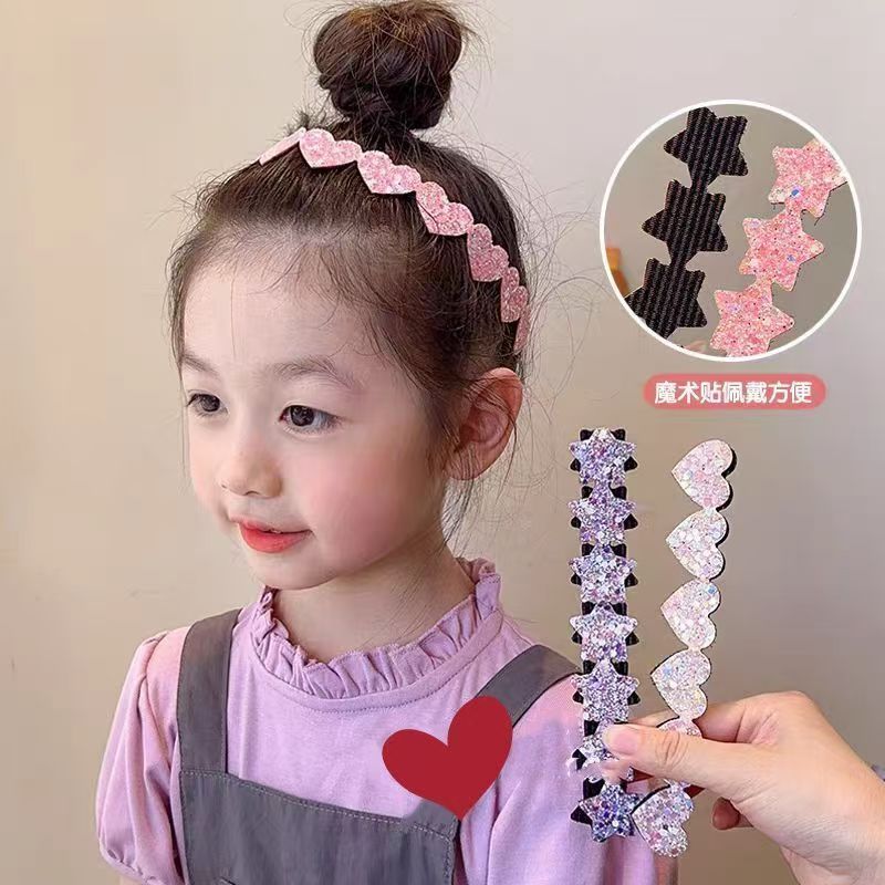 韩版儿童夏季碎发魔术贴爱心星星甜美女孩百搭碎发五角星碎发神器