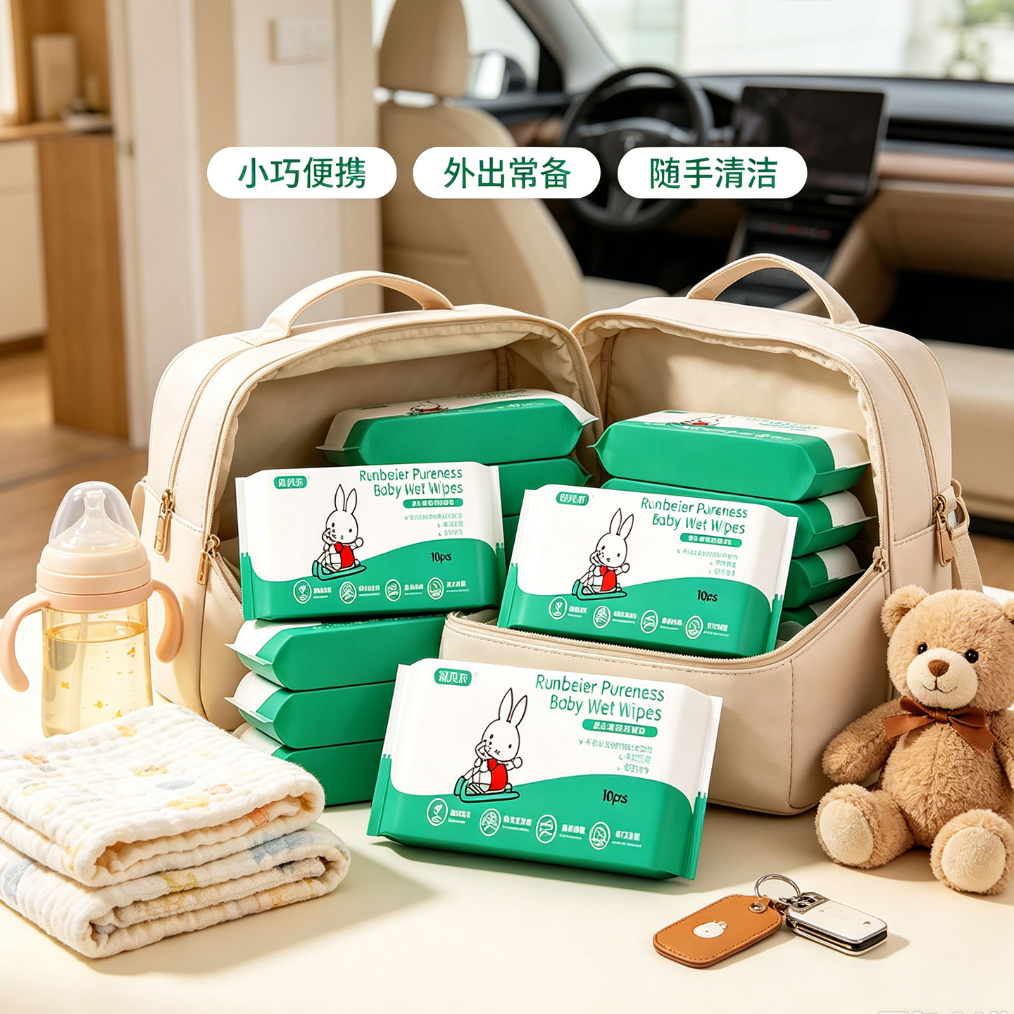 便携湿巾小包小学生婴儿手口专用湿纸巾上学清洁用手帕纸擦嘴擦手