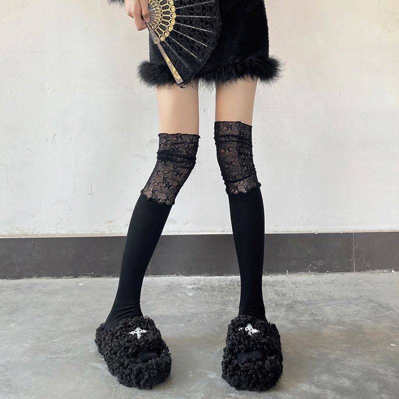 花边袜子中筒蕾丝拼接白色堆堆袜女春秋洛丽塔jk小腿袜,女士内衣/男士内衣/家居服,长筒袜,淘宝优惠券,粉丝福利购,淘宝优惠卷